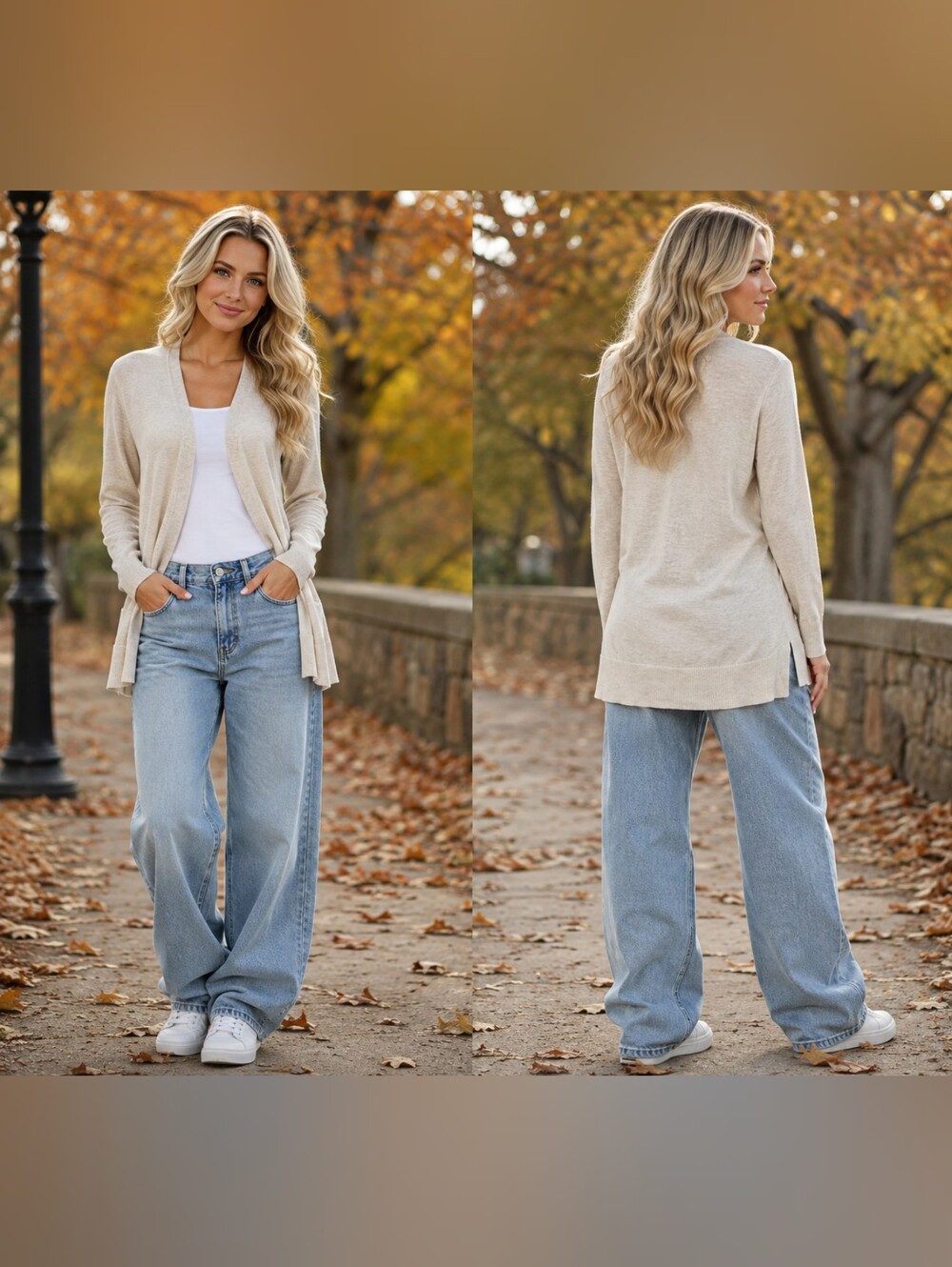 Women’s Open-Front Cream Cardigan Sweater‎